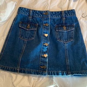forever 21 blue jean heart button skirt